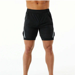 Compre Ahora Pantalones Cortos Deportivos 2 en 1 para Hombre, Pantalones Cortos de Gimnasio de Alta Calidad al por Mayor OEM, Pantalones Cortos Negros de Doble Capa - Product Image 1