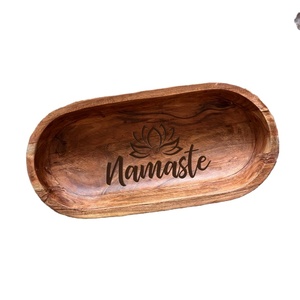 Tazón de masa de madera grabado con láser Namaste regalo Yoga amante meditación ensaladera Yoga profesor regalo - Product Image 1
