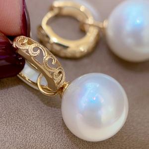 Pendientes de Plata de Ley S925 con Nariz de Cerdo y Perlas de Agua Dulce de 10-11 mm, Diseño Redondo de Alta Gama - Product Image 3