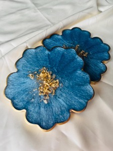 Beautiful Resin <b>Coaster</b> <b>Set</b> Art Deco Design Lightweight Customized Color Luxury Dining Coffee Tables Party Decor India - Product Image 3