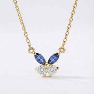 จี้ผีเสื้อไพลินสีน้ำเงินแท้ เงินแท้ 925 ชุบทอง 14K จี้หินธรรมชาติ ของขวัญ - Product Image 6