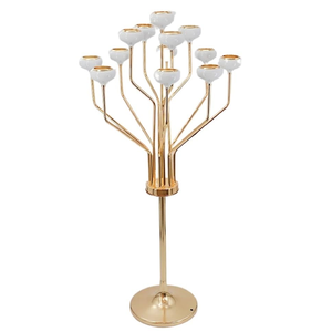Ornate crystal-studded gold Hanukkah menorah. Elegant festive design. Available at wholesale price. - Product Image 2
