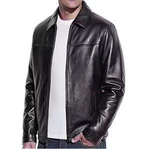 Chaqueta de Cuero Negra Extra Grande para Hombre 2026 |   Chaqueta de Cuero Impermeable para Exteriores, Corte Holgado, con Cierre de Cremallera |   Al por Mayor Transpirable - Product Image 1