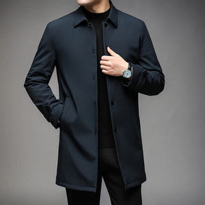 Manteau trench-coat homme de qualité supérieure, coupe droite, simple boutonnage, long, décontracté, coupe-vent, bonne qualité. - Product Image 1