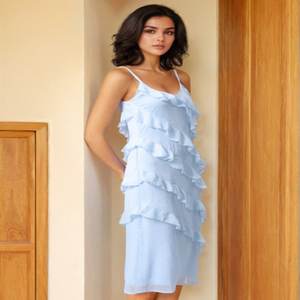 Vestido ajustado para mujer, 100% gasa, informal, para verano y otoño, ODM, vestido sencillo - Product Image 3