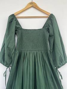 Vestido maxi de algodón puro para mujer y niña, estampado de bloque indio, informal, fiesta de noche de verano, moda, nueva venta al por mayor, botón largo Natural - Product Image 4