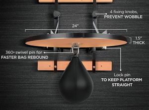 Plateforme de sac de vitesse réglable avec support 360 °   Ensemble de sacs de vitesse pivotants de 24 pouces pour l'entraînement de boxe avec pompe - Product Image 2