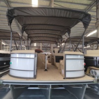 Bateau ponton de luxe à moteur hors-bord en aluminium soudé de 7 m (23 pieds) avec télécommande, idéal pour la pêche – Offre spéciale USA