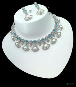 Classic American Diamond Bridal Jewelry <b>Set</b> Two-Piece <b>Necklace</b> <b>and</b> <b>Earrings</b> for Wedding Fashionable Classic Style - Product Image 1