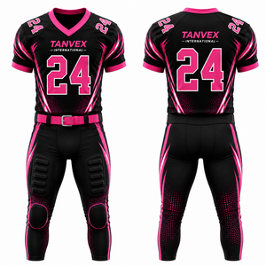 Ensemble uniforme de football américain TANVEX INTERNATIONAL pour homme – Col en V, manches courtes, imprimé par transfert thermique, écologique, anti-humidité - Product Image 1