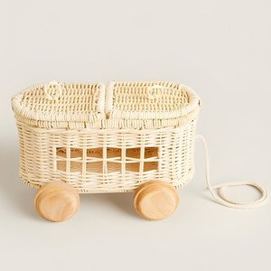 Train à tirer en rotin tressé à la main, jouet éducatif pour enfants - Product Image 2