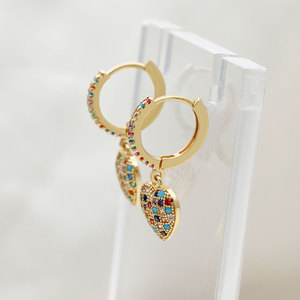 Wholesale 925 Sterling <b>Silver</b> Gold Plated cz Heart Shape Charm <b>Huggie</b> Hoop <b>Earrings</b> Fine Jewelry For Women Wedding Party Gift - Product Image 3