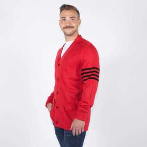 Cardigans à col en V rouges personnalisés avec logo, manches longues, couleur unie, tricot acrylique, fermeture boutonnée, vêtements décontractés d'automne - Product Image 5