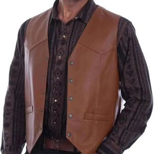 Chaleco de Cuero Personalizado para Hombre, de Piel de Vaca de la Mejor Calidad, Elegante, Precio al por Mayor, Cómodo - Product Image 1