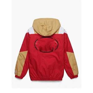 <b>Men's</b> Red Tan Color Block Satin Cotton-Filled Puffer <b>Jacket</b> <b>Half</b> <b>Zip</b> Casual Winter Wear - Product Image 6