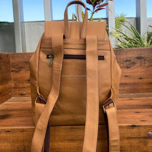 Mochila para estudiantes con cordón informal de cuero genuino de grano completo de alta calidad personalizada, mochilas escolares de piel de vaca de gran capacidad - Product Image 5