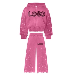 Green Hooded Zipper Tracksuit Set <b>Glitter</b> Print Dot Pattern Loose Fit Full Sleeve Casual Autumn Wear Women's Pants <b>Jacket</b> Whole. - Product Image 5