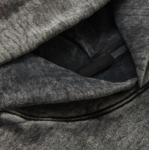 Sudadera con Capucha para Hombre, Lisa, de Algodón, Diseño Desgastado, Estilo Holgado, Corte Cuadrado, Estilo Urbano, Informal, Hip Hop - Product Image 3