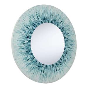 Miroir mural rond moderne en nacre, mosaïque artisanale, pour salon ou décoration d'hôtel - Product Image 2