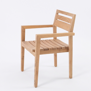 Furniture Teak <b>Wood</b> Durable Outdoor Dining <b>Chair</b> with Armrest Geometric Design Modern <b>Garden</b> <b>Chair</b> for Bedroom/Living Room - Product Image 2