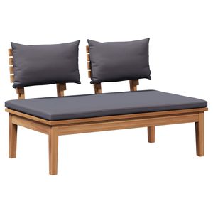 Banc de jardin en teck massif 2 places gris et marron pour terrasse - Product Image 5