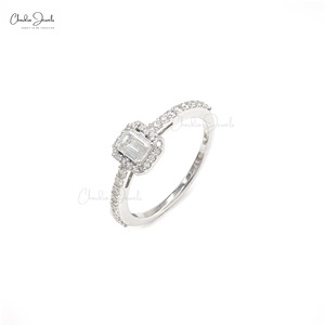 Anillo de Compromiso Clásico de Oro Blanco Sólido de 14K con Halo de Diamantes, Hecho a Mano, 0.705 CTW, Diamantes G-H, Anillo de Boda, Listo para Enviar, Joyería Fina - Product Image 2