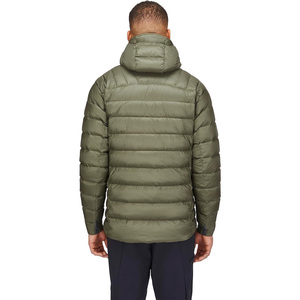 Customized <b>Men's</b> Olive Green Hooded Down <b>Puffer</b> Jacket Warm Quilted Zip-Up Winter <b>Long</b> <b>Coat</b> Wholesale <b>Puffer</b> Jacket <b>Coat</b> - Product Image 2