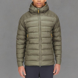 Customized <b>Men's</b> Olive Green Hooded Down <b>Puffer</b> Jacket Warm Quilted Zip-Up Winter <b>Long</b> <b>Coat</b> Wholesale <b>Puffer</b> Jacket <b>Coat</b> - Product Image 3