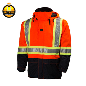 Wholesales Custom Logo <b>Construction</b> Winter Hi Vis Long Sleeve <b>Work</b> Reflective Fluorescent Safety Reflector <b>Jacket</b> - Product Image 2