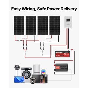 Système d'énergie solaire complet 800W 12V, 4 panneaux solaires monocristallins 200W, batterie LiFePO4 12.8V 300Ah, contrôleur de charge MPPT 60A - Product Image 6