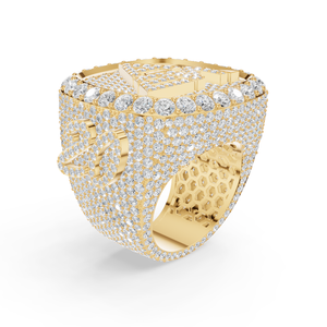 Anillo de banda estilo hip hop con moissanita helada, microengaste brillante, diseño de letra personalizado, unisex, chapado en oro sobre plata de 14 quilates, 35.00 g, regalo - Product Image 6