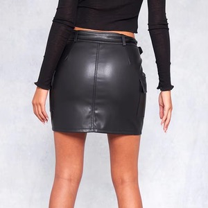 Jupe Midi Femme Hiver en Cuir Véritable et Velours Côtelé, Taille Naturelle, Style Vintage, Grande Taille, Décontractée, Vente en Gros, Prix Abordable - Product Image 3