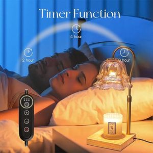 Lampe chauffe-cire dorée en forme de fleur avec minuterie, hauteur réglable, pour la décoration intérieure, cadeau de Noël, nouvelle catégorie de produits - Product Image 2