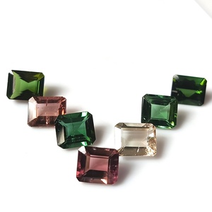 Calibrated Gemstone Pair/ Set 6X7 MM Natural 10.00 Carat Pastel Multi-Color Zambian Tourmaline Emerald Cut <b>7</b>-Pieces Loose - Product Image 2