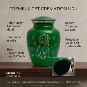 New Launched Trendy Glossy Green Pet <b>Urn</b> Dog Paw Print Design Round Memorial Ashes Jar Premium Metal Eco-Friendly Cremation <b>Urns</b> - Product Image 3