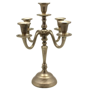 Porte-bougie vintage arabe à cinq bras en laiton de haute qualité avec finition polie pour la décoration de la maison, chandelier en métal pour table - Product Image 5