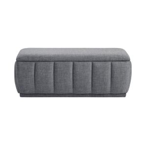Panca Moderna Grigia con Struttura in Compensato e Cuscino Imbottito in Tessuto, Arredamento per Soggiorno - Product Image 3