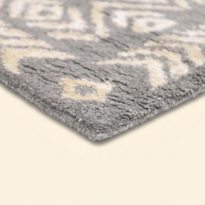 Alfombra DECORDEC Silver Nomad Gris Marfil de Lana, Hecha a Mano, Antideslizante, Ecológica, de Pelo Largo, con Patrón Geométrico Tribal Moderno - Product Image 6