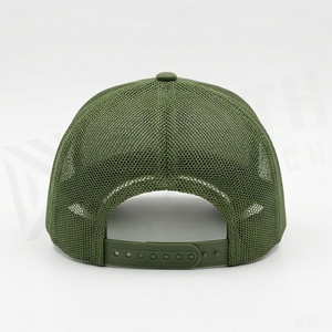 Green 6-Panel Trucker Cap Mesh Fabric Adjustable Brim Unisex Casual <b>Hat</b> Spring <b>Summer</b> Style - Product Image 2