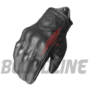 Bloodline Leather Motorcycle <b>Gloves</b> Wrist Length Breathable Unlined Sporty Style Cycling Black - Product Image 4