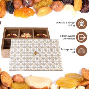 Boîte de rangement en bois avec couvercle à motif géométrique doré, design compartimenté pour organiser les cadeaux, décoration artisanale moderne - Product Image 5