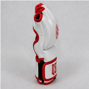Guantes de Boxeo MMA de Cuero Blanco y Rojo con Cierre de Velcro, Soporte de Muñeca Antideslizante, Equipo de Artes Marciales Unisex - Product Image 4
