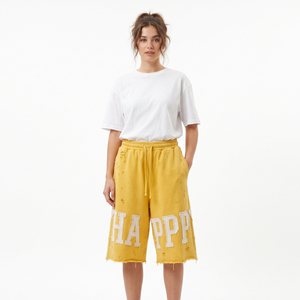 <b>Women</b> Formal <b>Board</b> <b>Shorts</b> Fleece Distressed Embroidery 100% Cotton Regular Fit Eco-Friendly Breathable Drawstring Closure - Product Image 6
