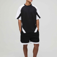 Conjunto de Camisetas para Hombre con Bloques de Color, Cuello Redondo, Manga Corta, Estilo Casual de Verano, Transpirable, Tejido de Poliéster y Algodón