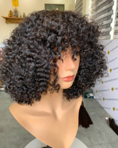 Perruques vietnamiennes Lace Closure Wig Remy, cheveux humains bouclés, sans colle, 4x4, 5x5, 6x6, 8 à 26 pouces, pour femmes noires - Product Image 6