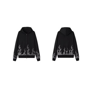 เสื้อฮู้ดซิปดำประดับเพชรเทียมทรงโอเวอร์ไซส์ สไตล์สตรีทแวร์ Y2K กอธิค แจ็คเก็ตซิปเต็มตัว - Product Image 6