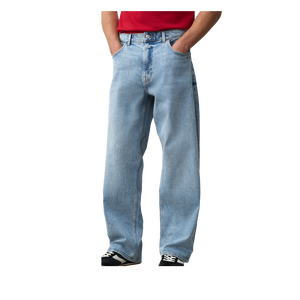 Jeans de Hombre, Corte Recto, Color Azul Claro, Cintura Media, Ajuste Holgado, Casuales, de Mezclilla de Algodón, para Verano - Product Image 4