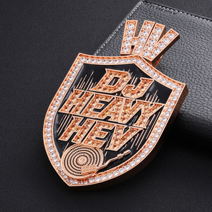 Rose Gold Tone Lab-Grown Diamond Pendant Shield Charm Letter Jewelry <b>Custom</b> <b>Name</b> <b>Necklace</b> - Product Image 5
