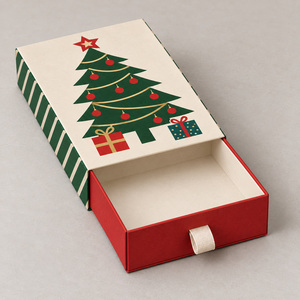 <b>Christmas</b> Paper Gift <b>Box</b> Ribbon Handle Mailer Packaging <b>Box</b> Custom Printed Recyclable Paperboard for Gift and Craft - Product Image 3