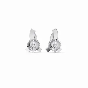 Pendientes de Diamantes Spark con Corte Redondo, 22 Piezas de Diamantes, Oro Blanco de 18K, Pendientes de Diamantes en Venta para Exportación - Product Image 4